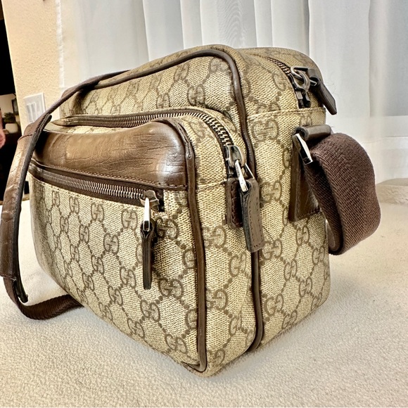 GUCCI Supreme Web Sherry Line Shoulder Crossbody Bag Purse GG PVC Leather - Picture 7 of 15